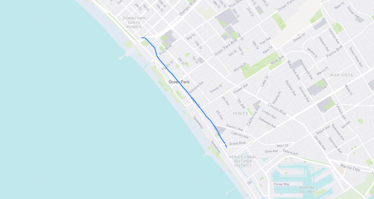 Map of Main Street in Los Angeles County, California