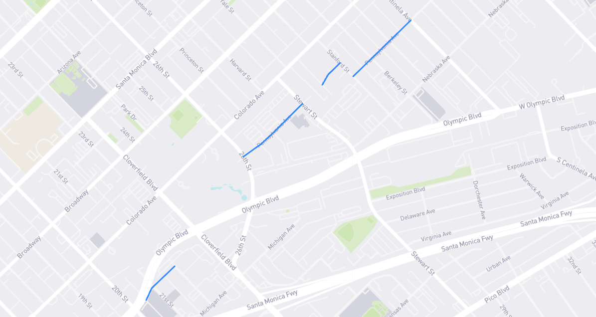 Map of Pennsylvania Avenue in Los Angeles County, California