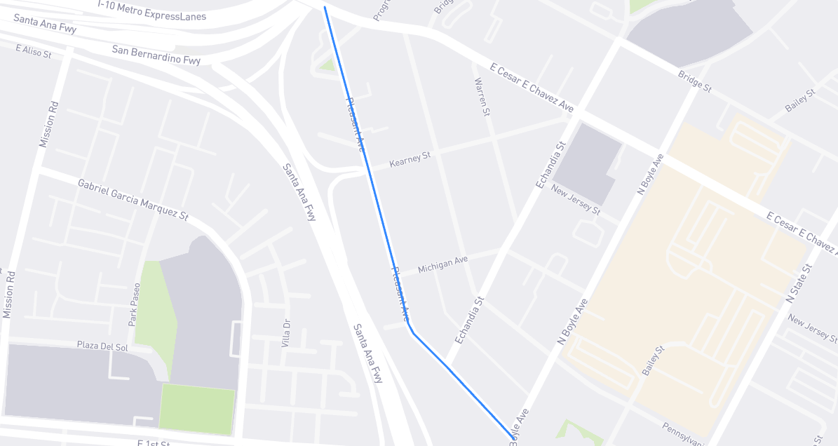 Map of Pleasant Avenue in Los Angeles County, California