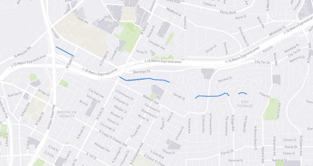 Map of Pomeroy Street in Los Angeles County, California