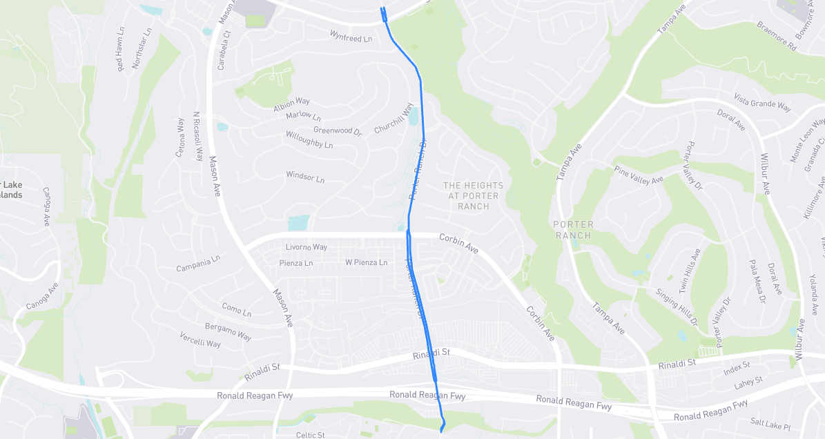 Map of Porter Ranch Drive in Los Angeles County, California