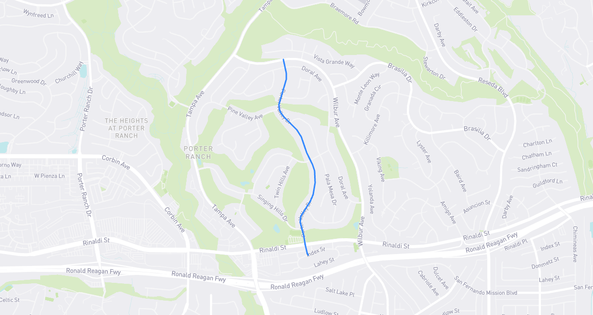 Map of Porter Valley Drive in Los Angeles County, California