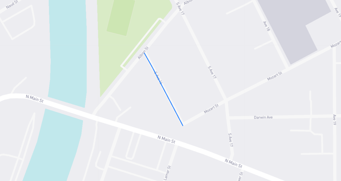Map of Avenue 16 in Los Angeles County, California