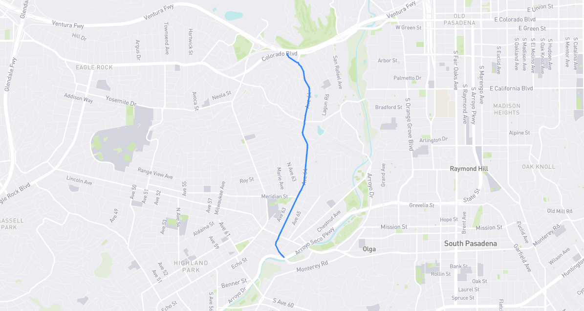 Map of Avenue 64 in Los Angeles County, California