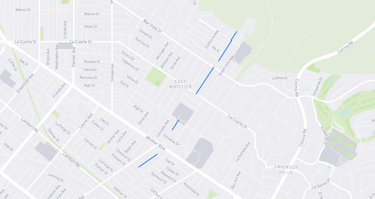 Map of Calmosa Avenue in Los Angeles County, California
