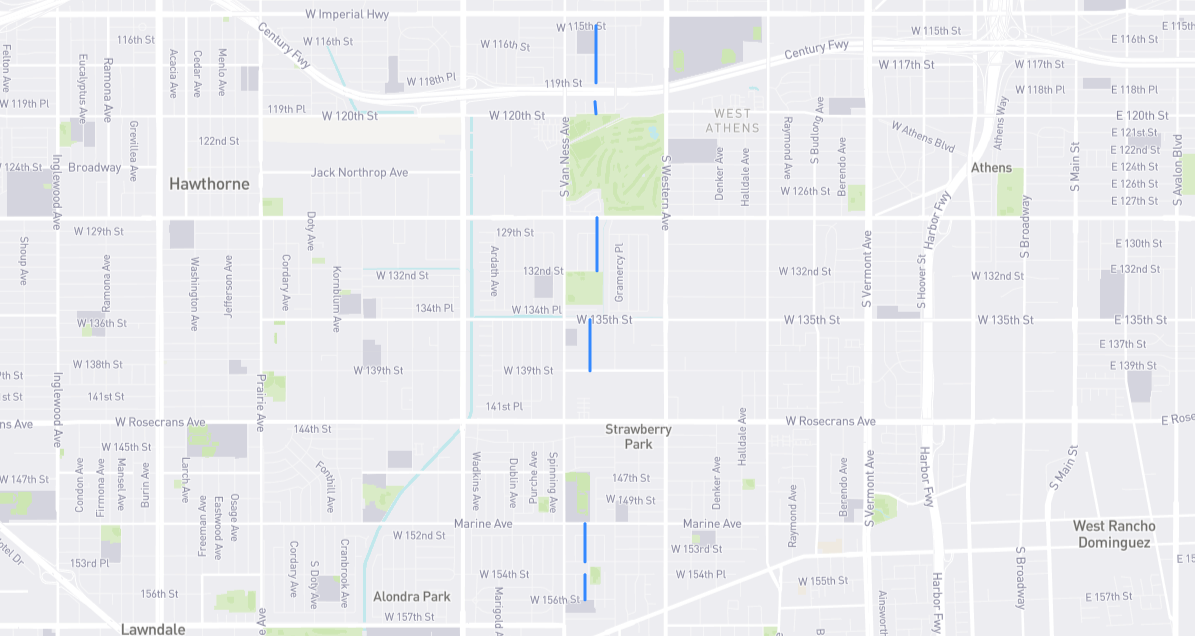 Map of Cimarron Avenue in Los Angeles County, California
