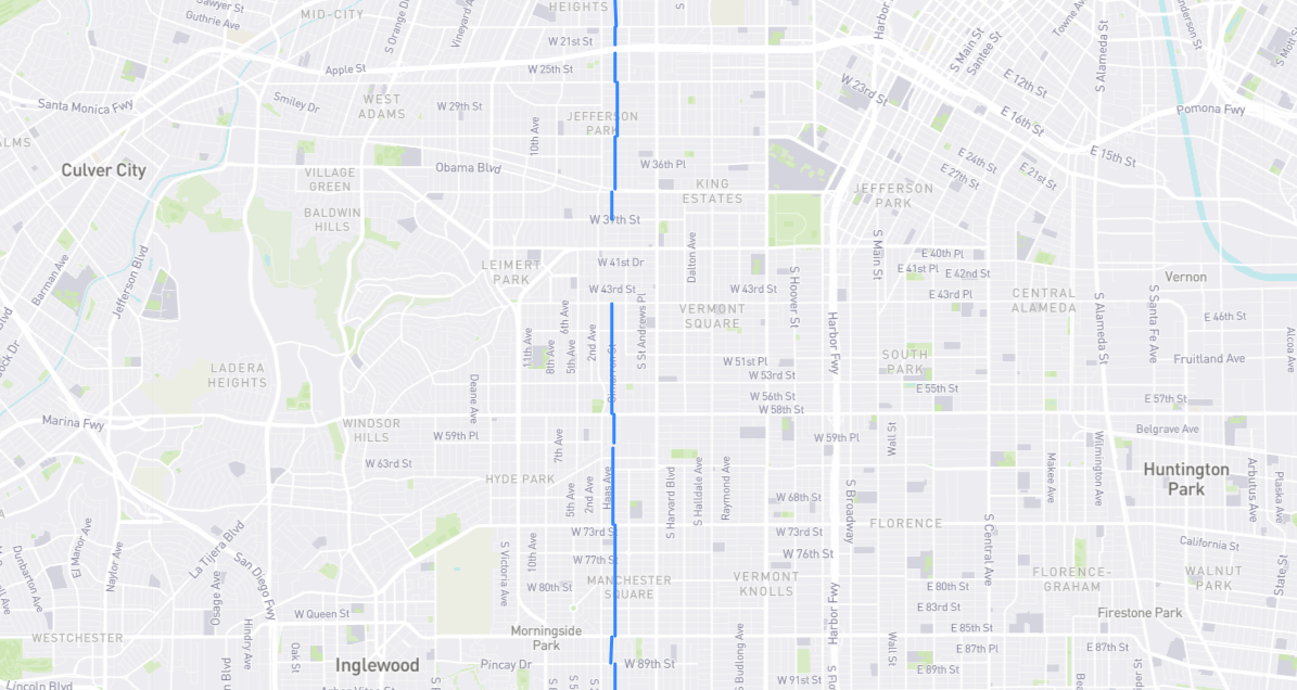 Map of Cimarron Street/Avenue in Los Angeles County, California