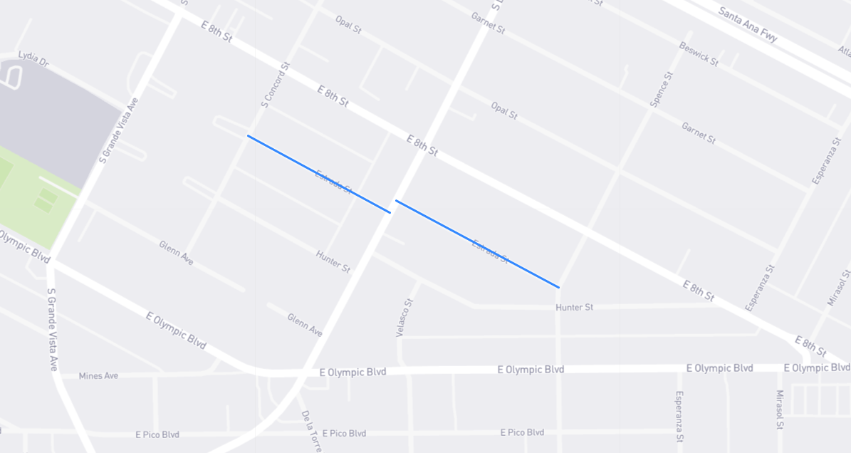 Map of Estrada Street in Los Angeles County, California
