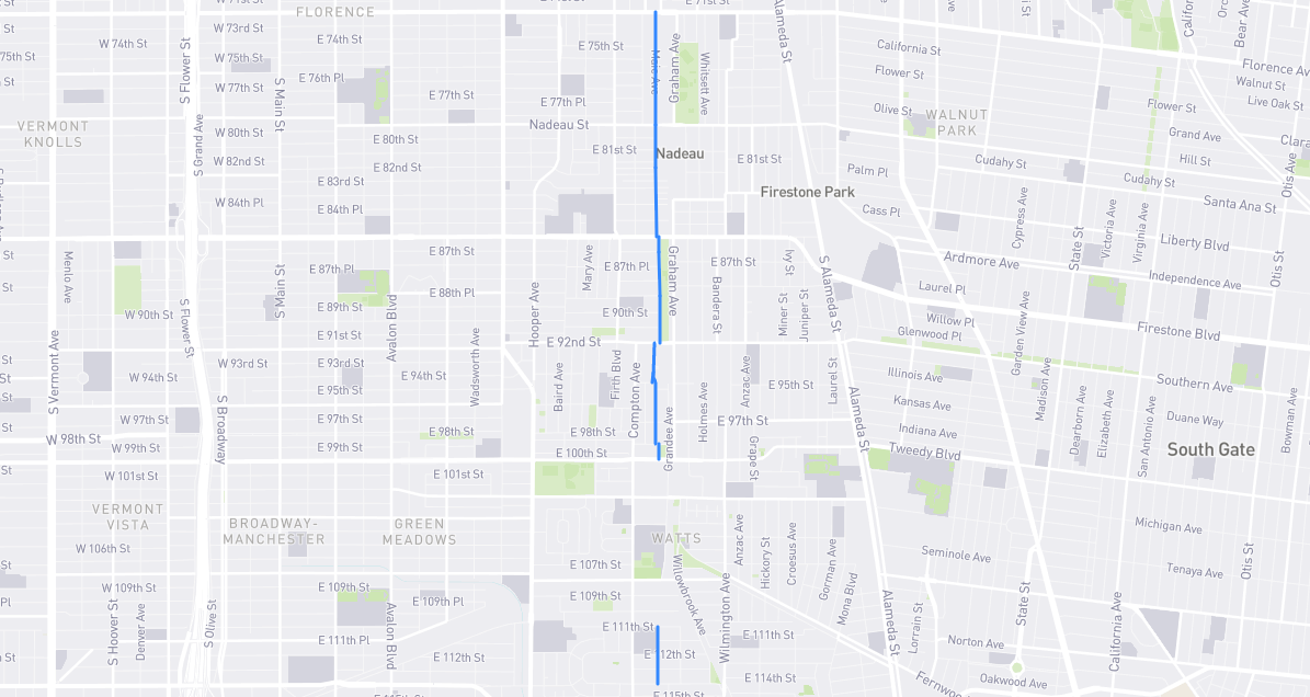 Map of Maie Avenue in Los Angeles County, California