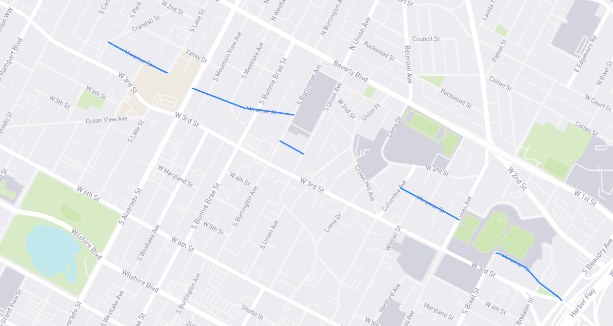 Map of Miramar Street in Los Angeles County, California
