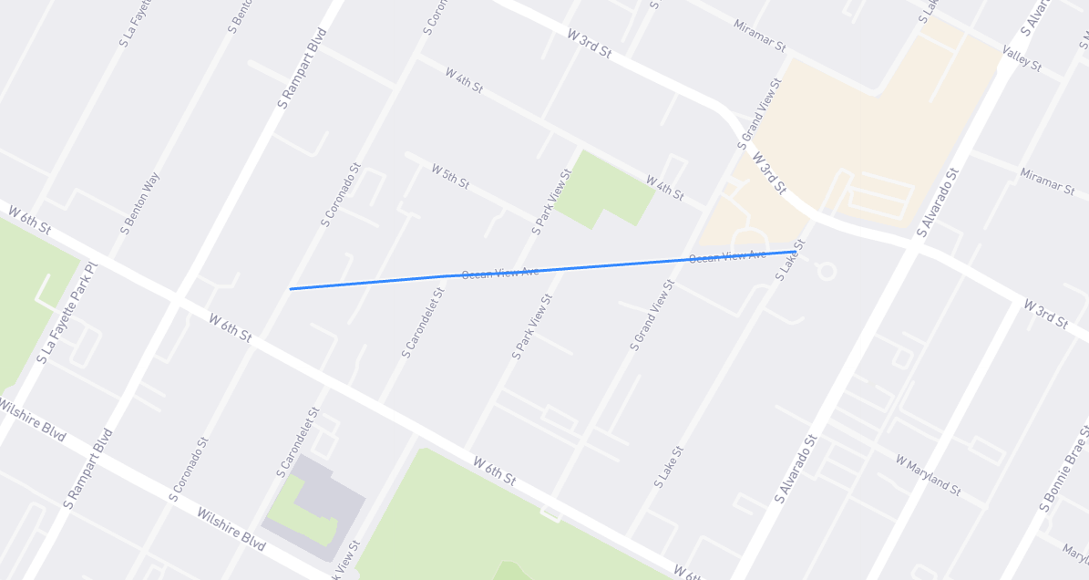 Map of Ocean View Avenue in Los Angeles County, California