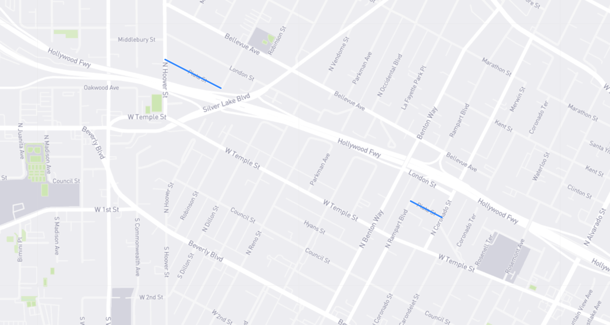 Map of Plata Street in Los Angeles County, California