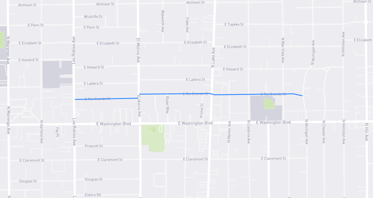Map of Rio Grande Street in Los Angeles County, California