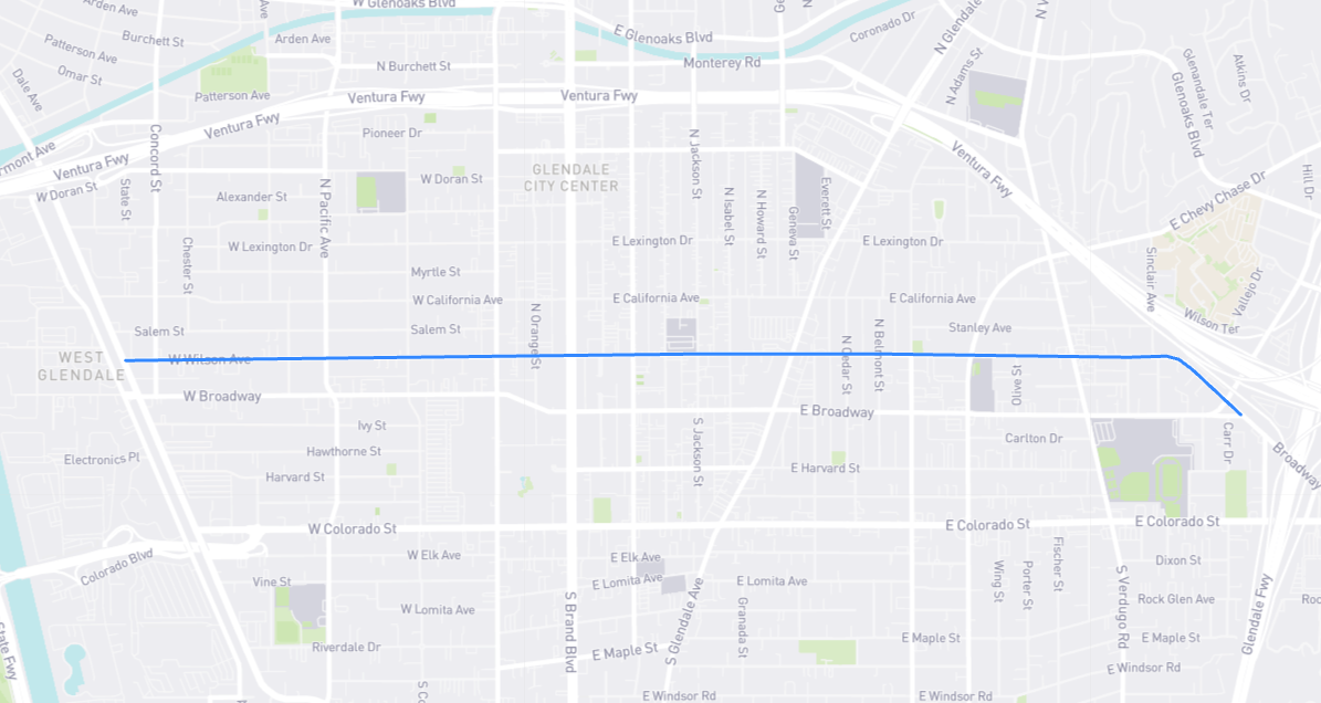 Map of Wilson Avenue in Los Angeles County, California