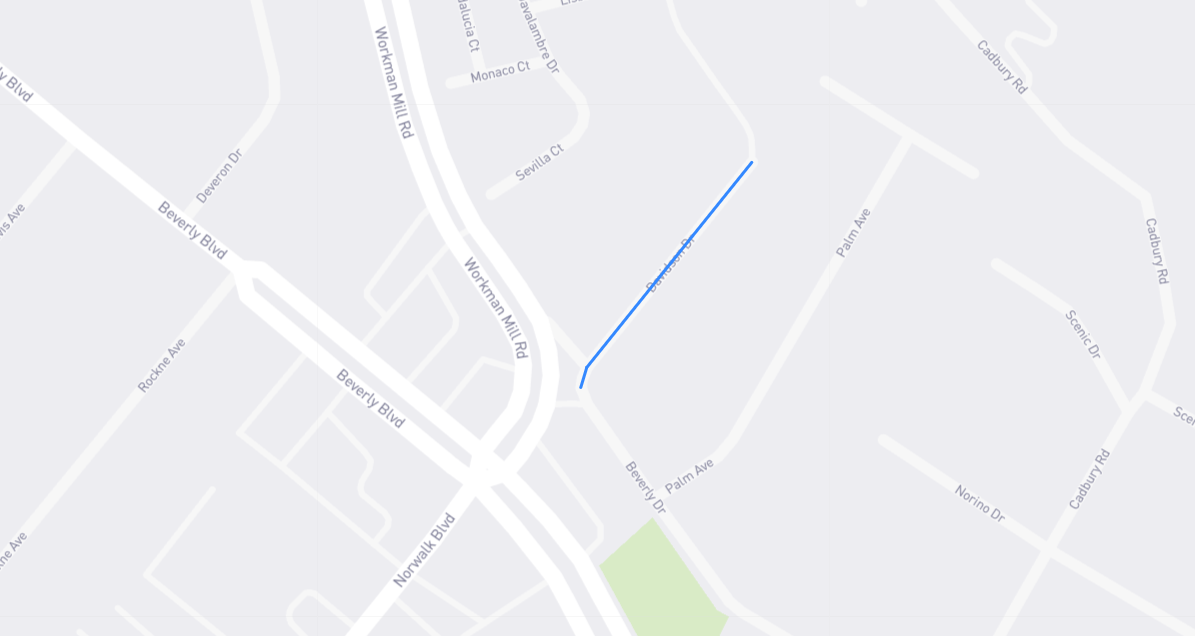 Map of Davidson Drive in Los Angeles County, California