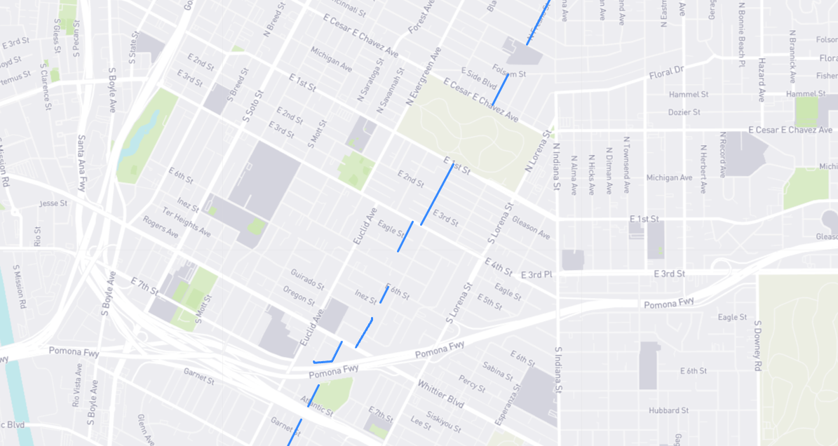 Map of Fresno Street in Los Angeles County, California