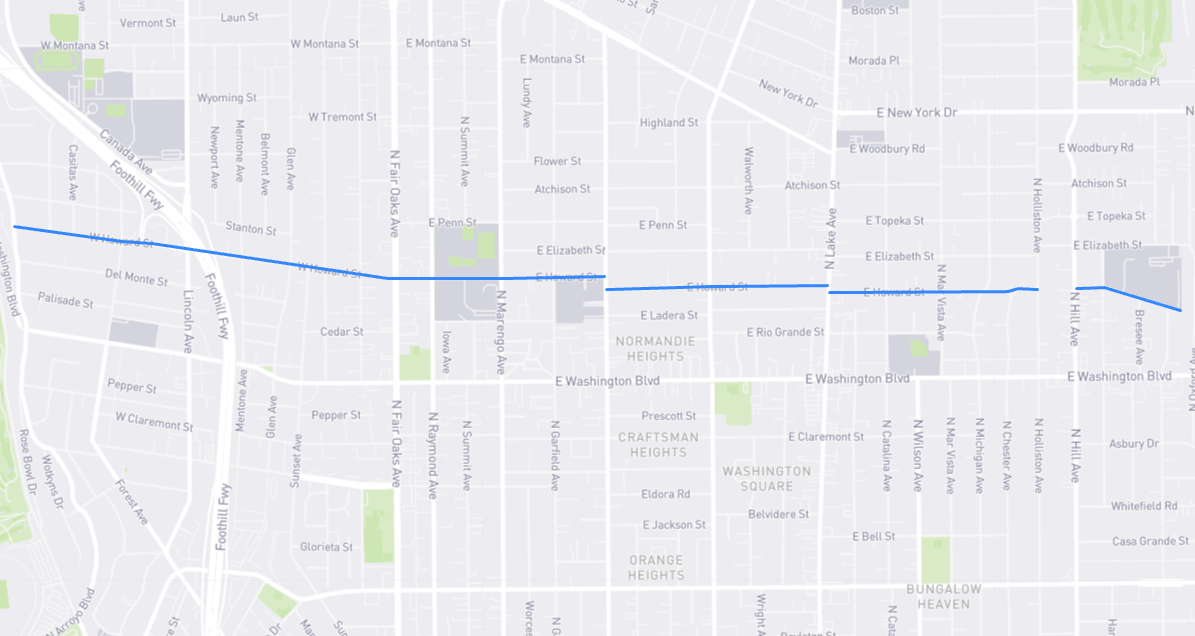 Map of Howard Street in Los Angeles County, California