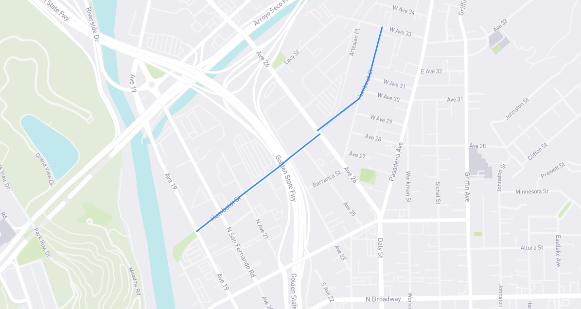 Map of Humboldt Street in Los Angeles County, California