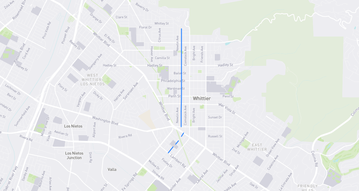 Map of Milton Avenue in Los Angeles County, California