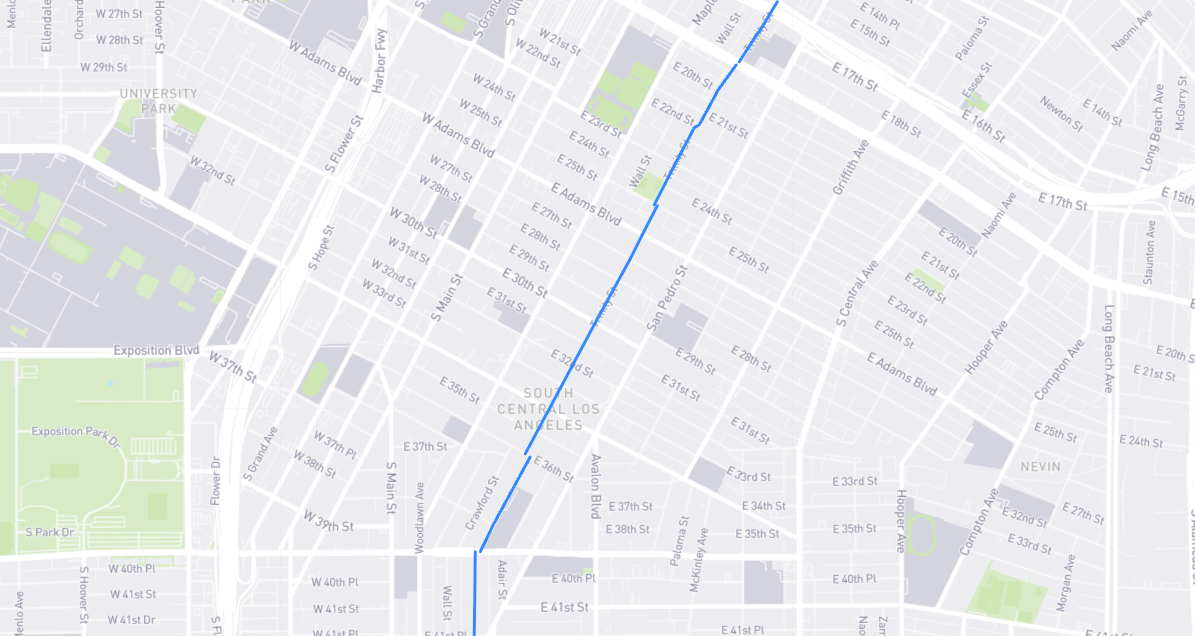 Map of Trinity Street in Los Angeles County, California