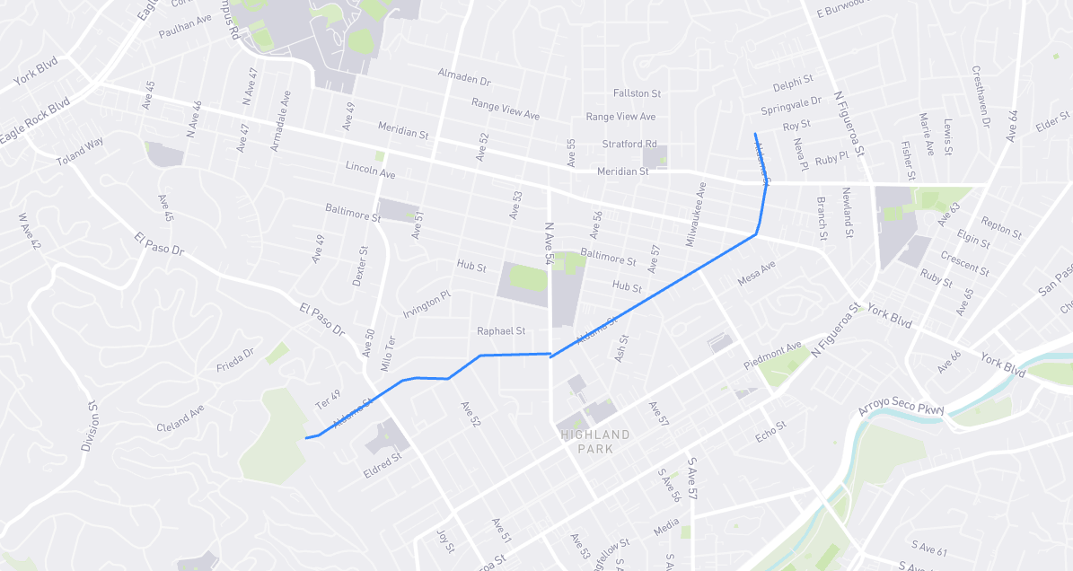 Map of Aldama Street in Los Angeles County, California
