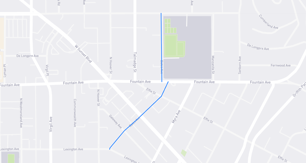 Map of Bates Avenue in Los Angeles County, California