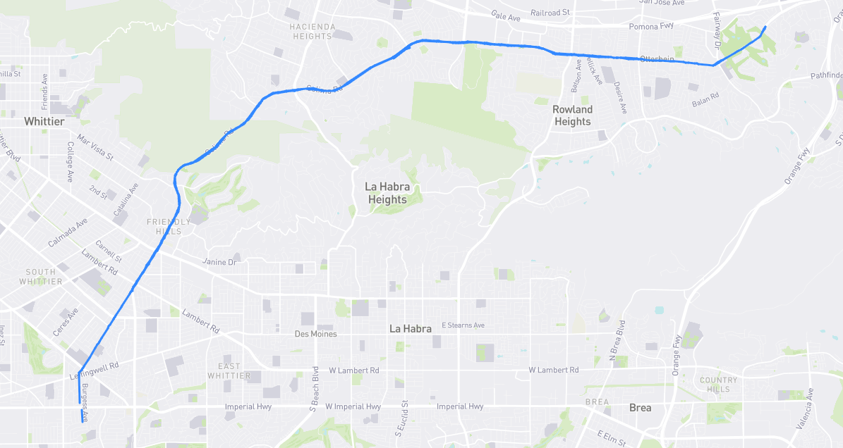 Map of Colima Road in Los Angeles County, California