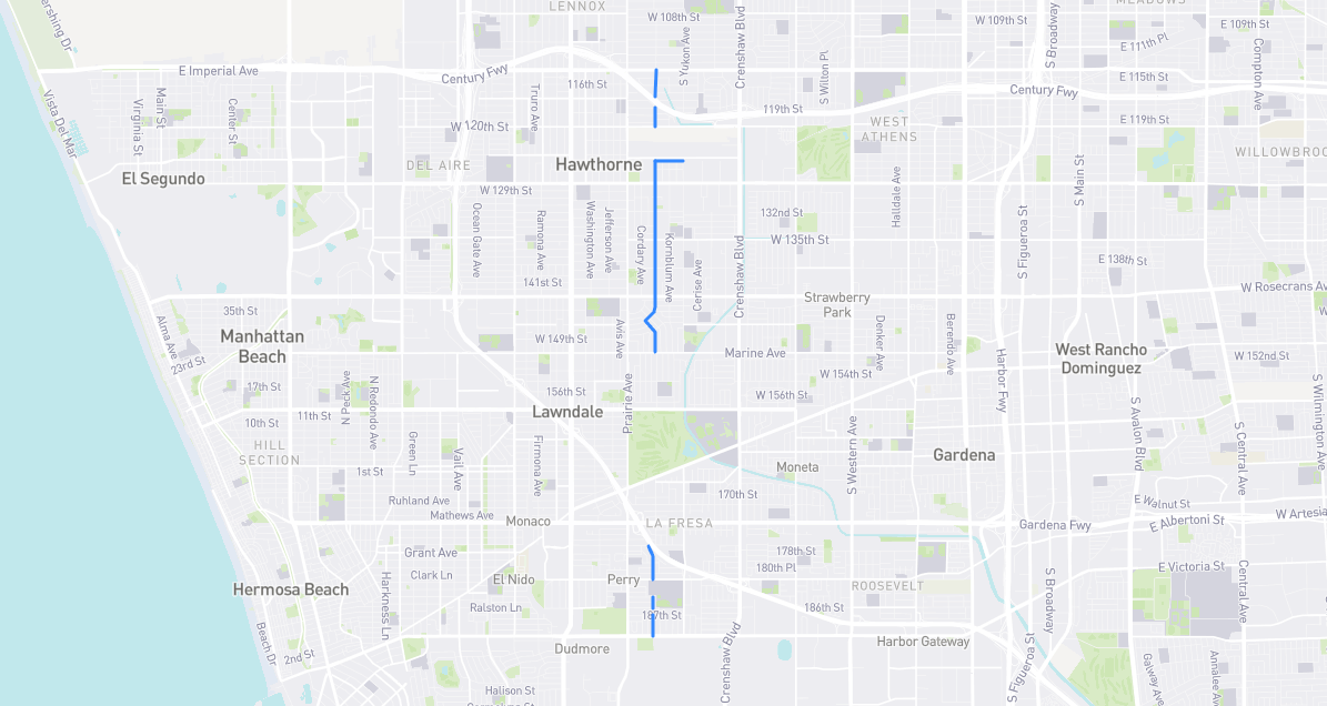 Map of Doty Avenue in Los Angeles County, California