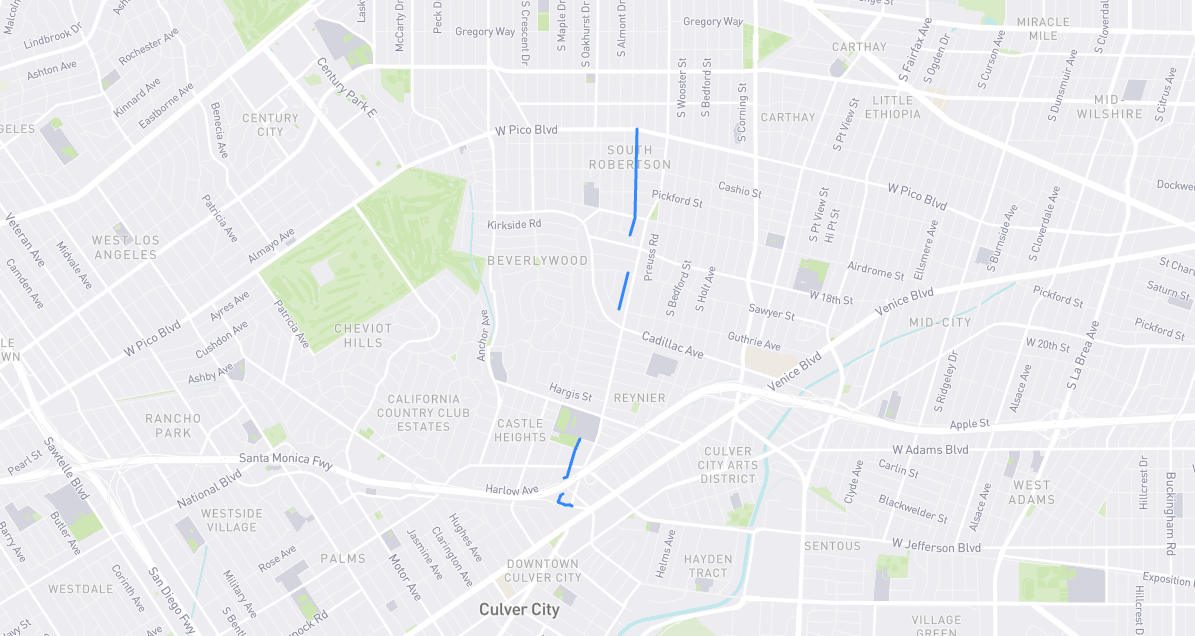 Map of Livonia Avenue in Los Angeles County, California