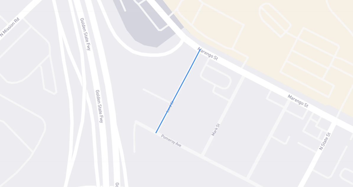 Map of Lord Street in Los Angeles County, California