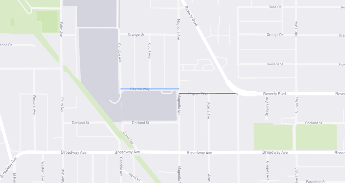 Map of Pilgrim Way in Los Angeles County, California