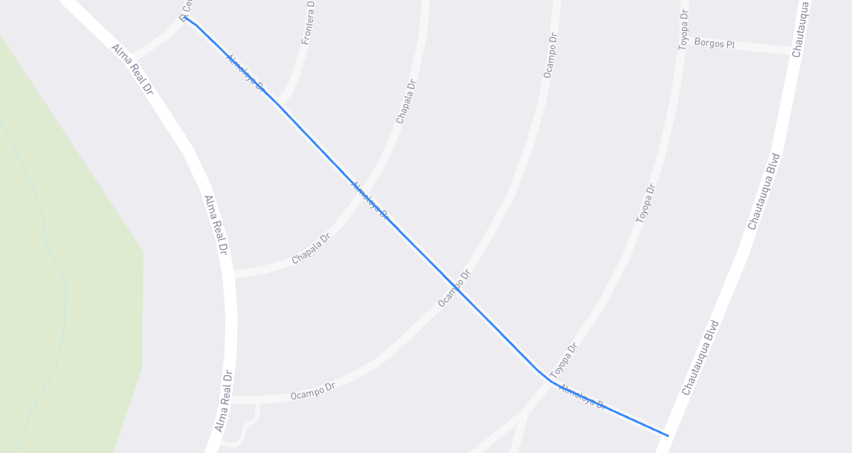Map of Almoloya Drive in Los Angeles County, California