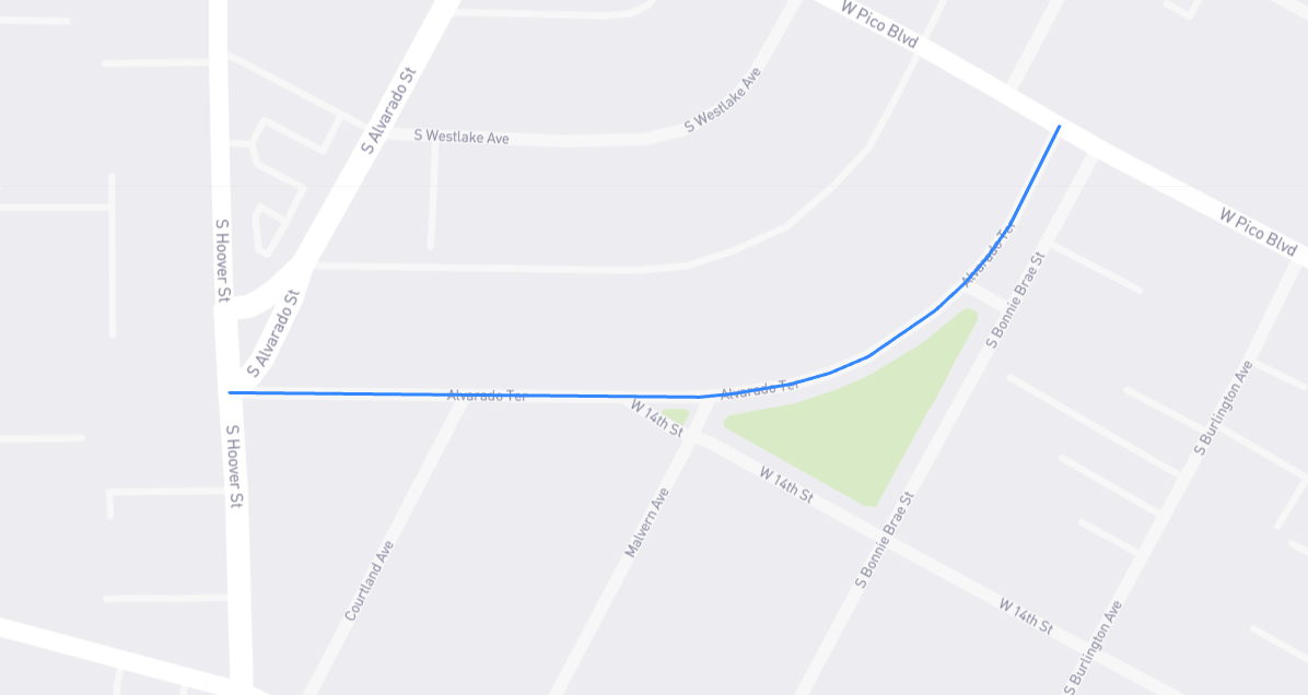 Map of Alvarado Terrace in Los Angeles County, California