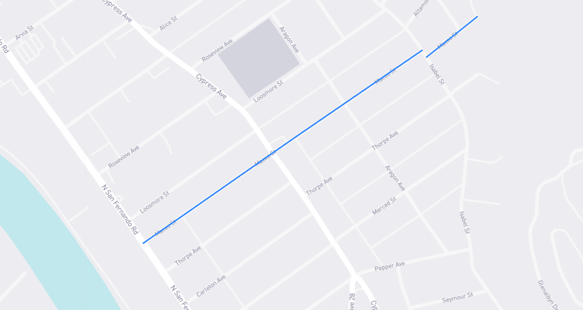 Map of Maceo Street in Los Angeles County, California