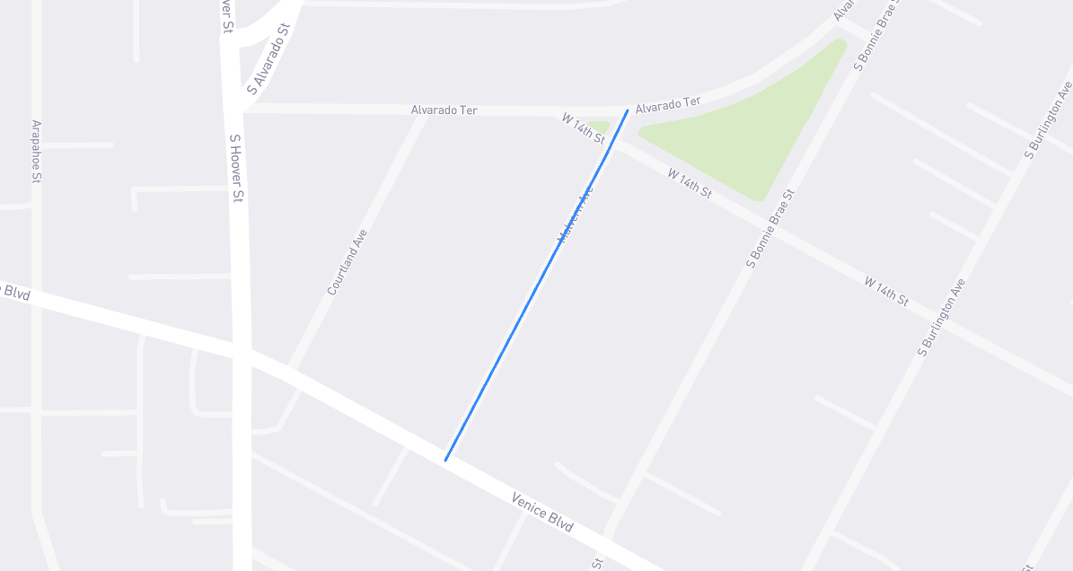 Map of Malvern Avenue in Los Angeles County, California