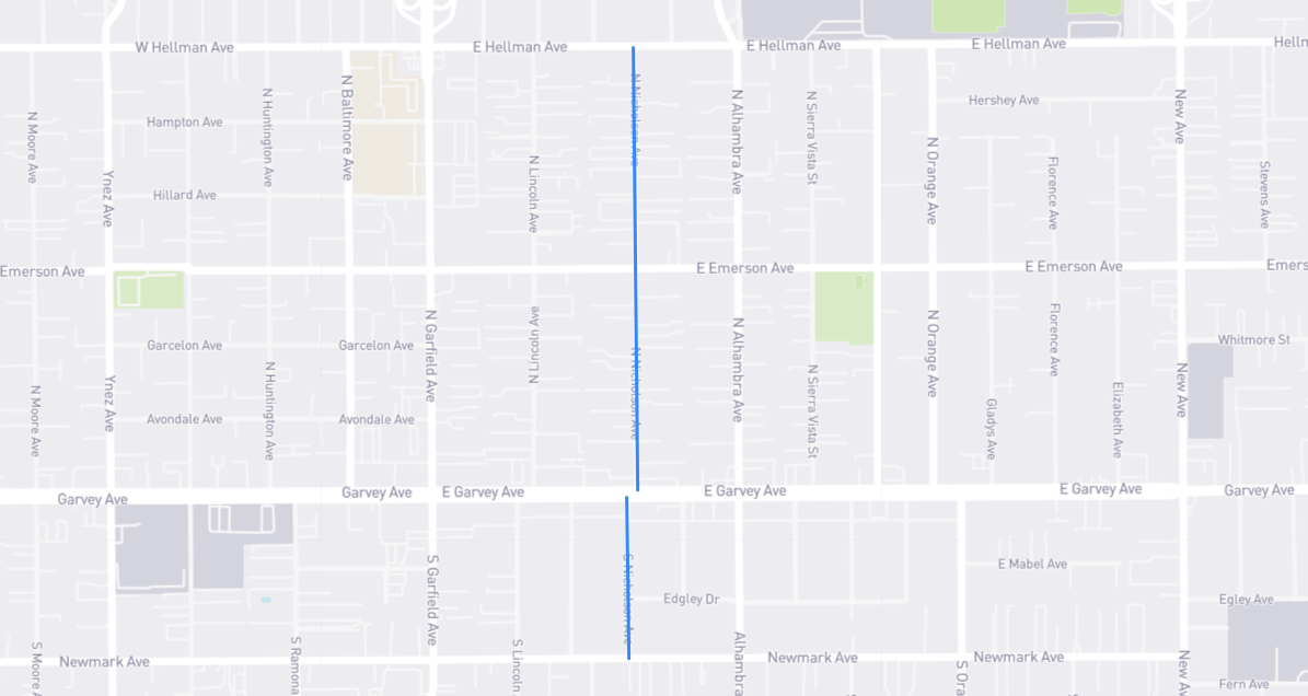Map of Nicholson Avenue in Los Angeles County, California