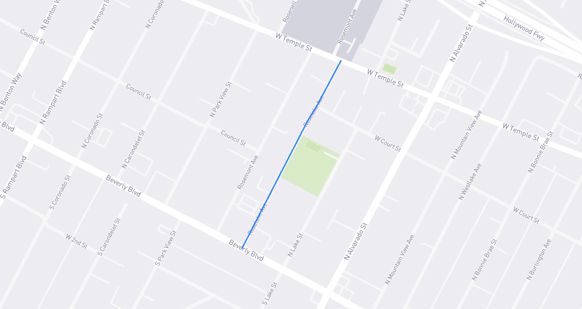 Map of Roselake Avenue in Los Angeles County, California