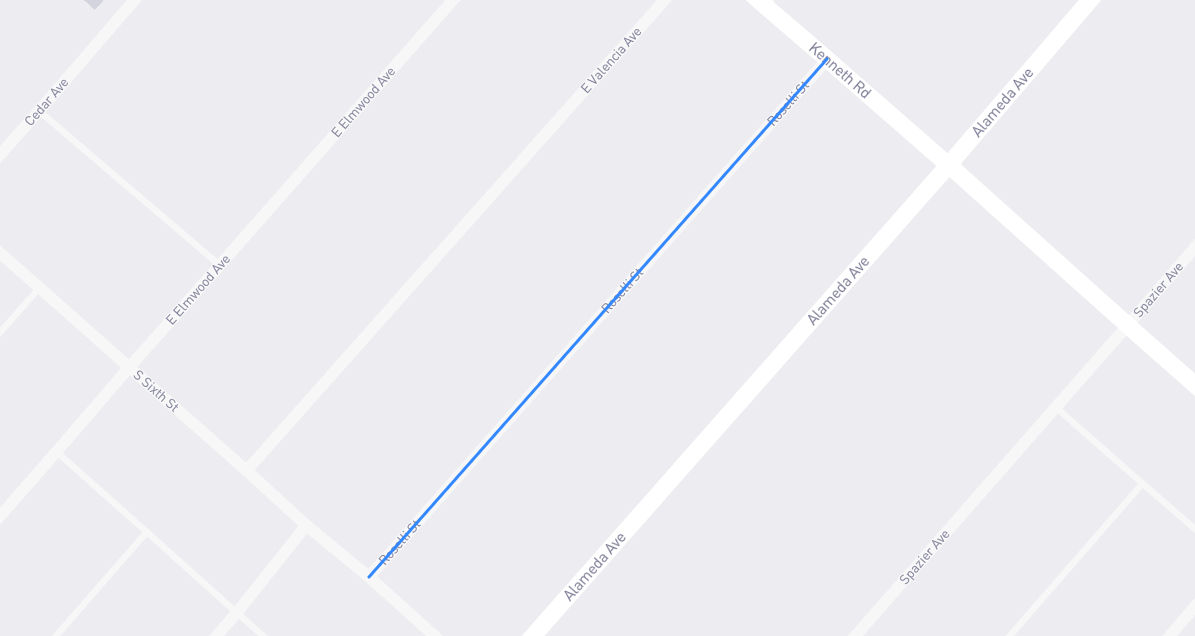 Map of Roselli Street in Los Angeles County, California
