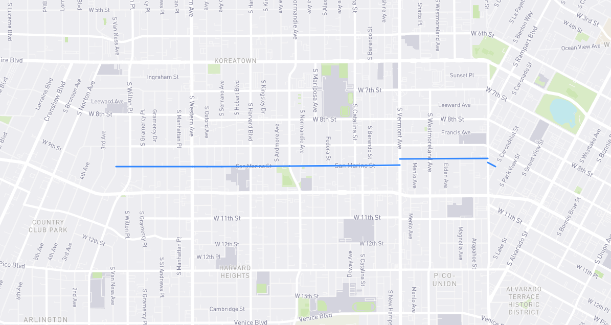 Map of San Marino Street in Los Angeles County, California