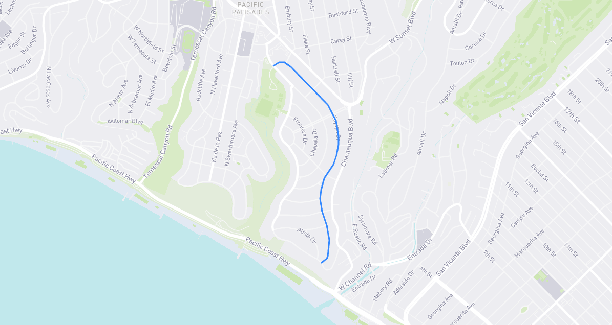 Map of Toyopa Drive in Los Angeles County, California