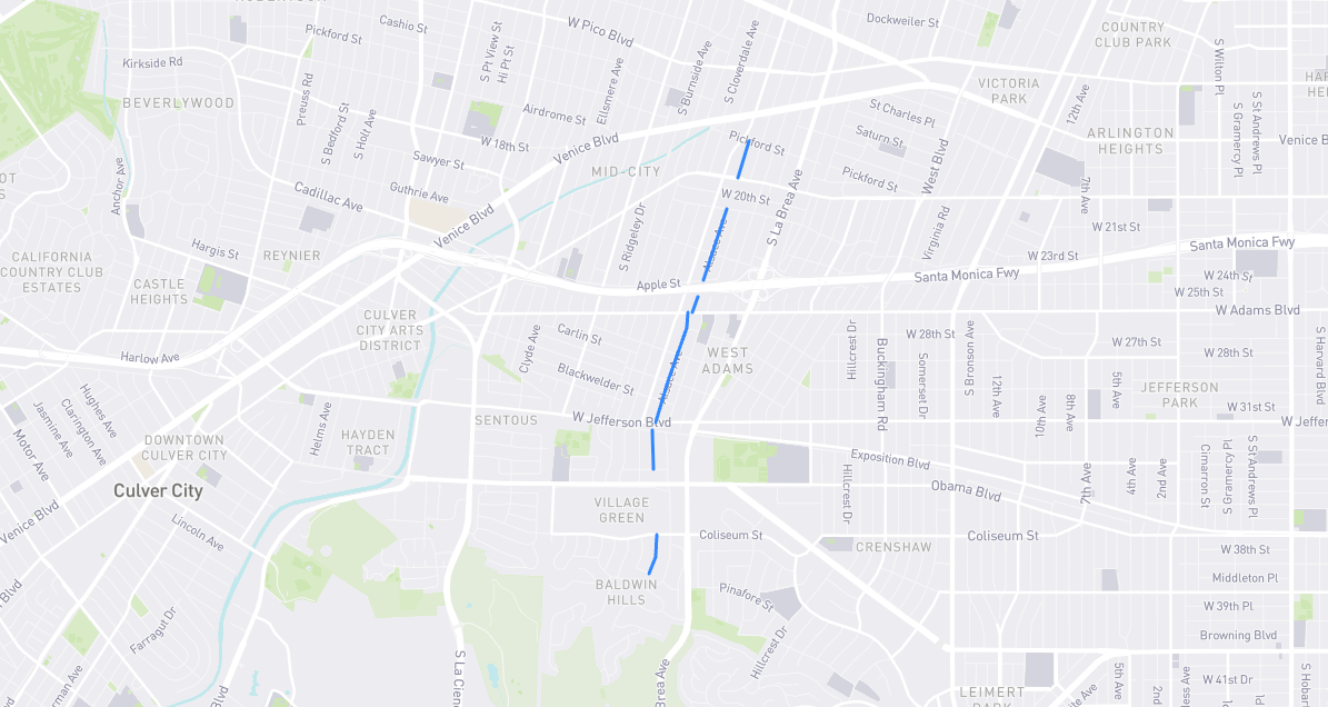 Map of Alsace Avenue in Los Angeles County, California
