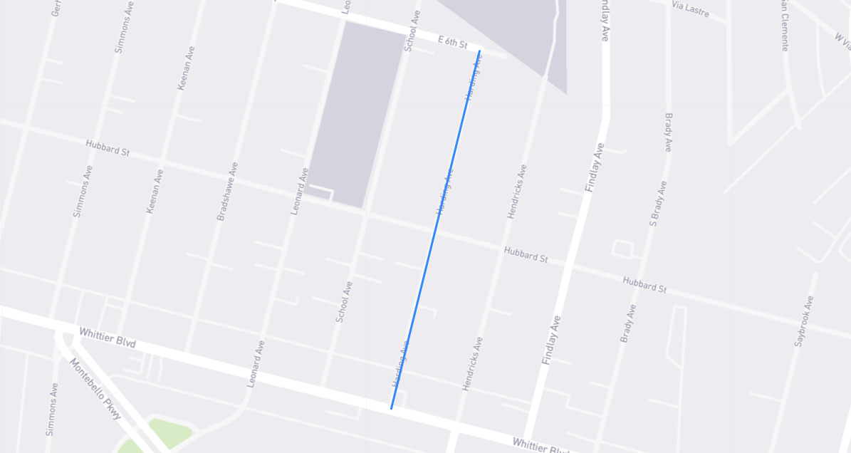 Map of Harding Avenue in Los Angeles County, California
