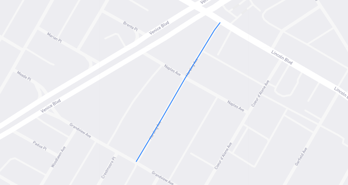 Map of Harding Avenue in Los Angeles County, California