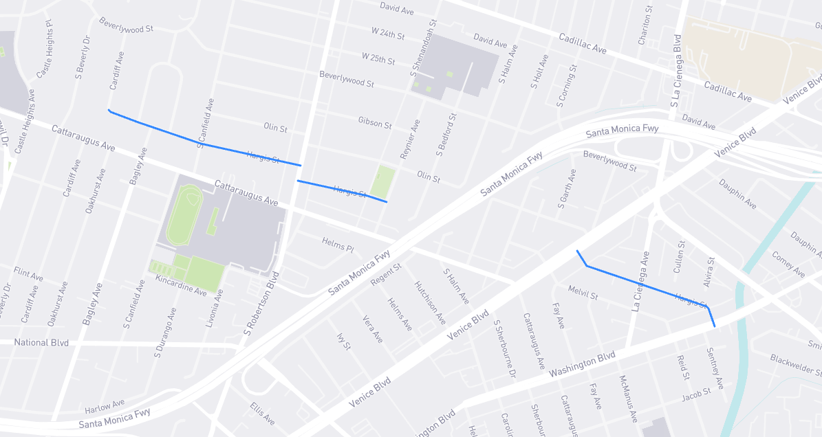 Map of Hargis Street in Los Angeles County, California