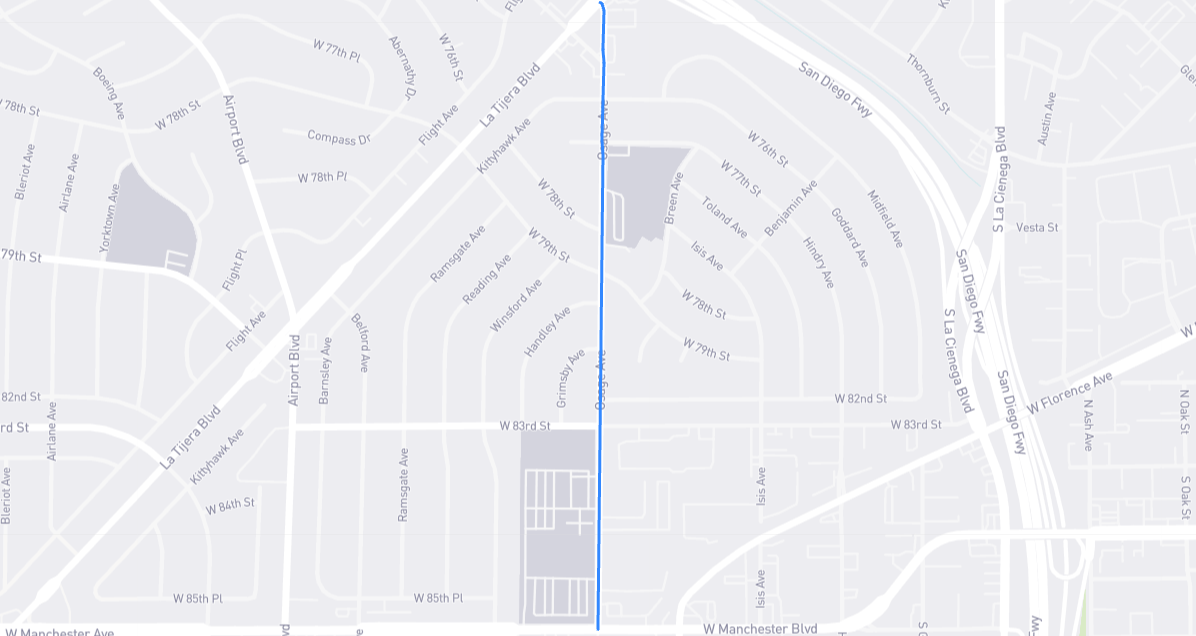 Map of Osage Avenue in Los Angeles County, California