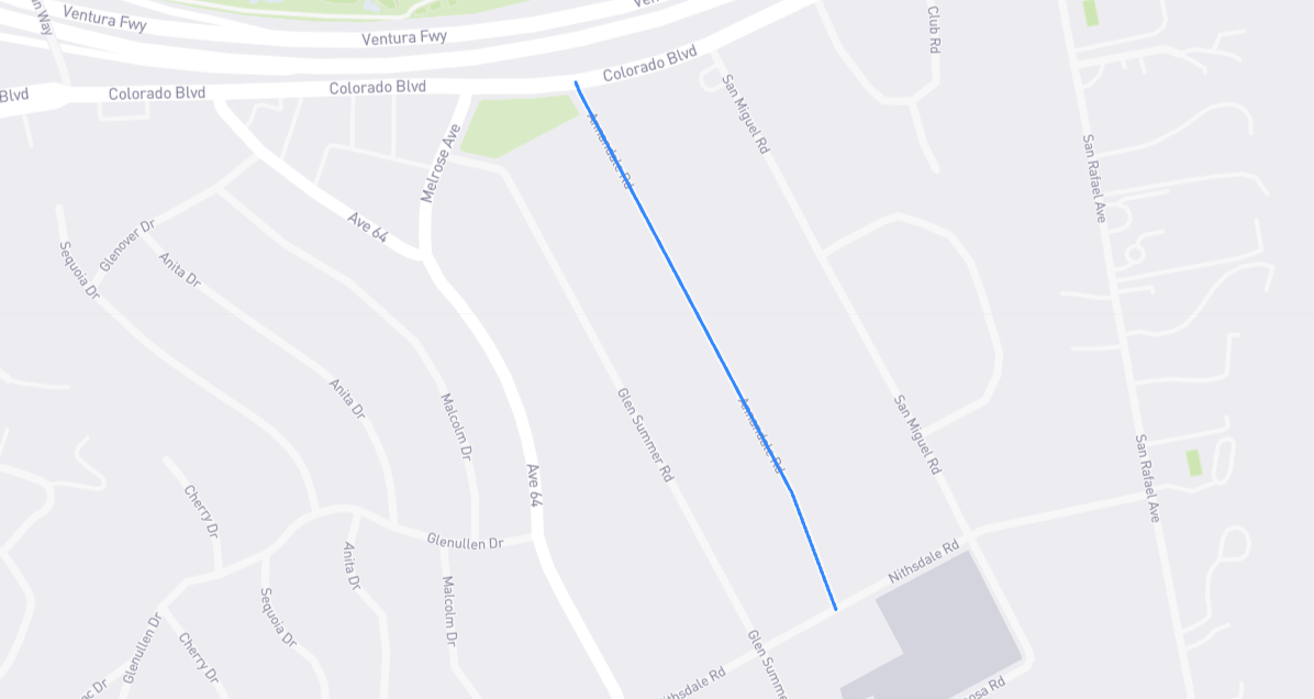 Map of Annandale Road in Los Angeles County, California