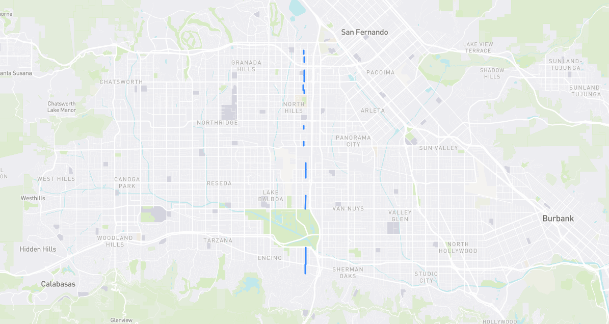 Map of Densmore Avenue in Los Angeles County, California
