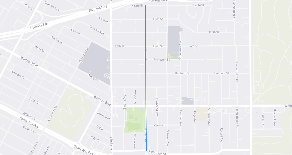 Map of Ditman Avenue in Los Angeles County, California