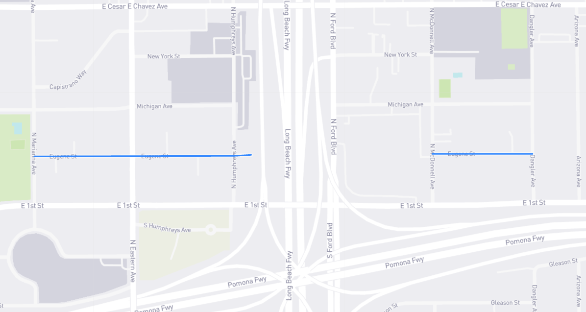 Map of Eugene Street in Los Angeles County, California