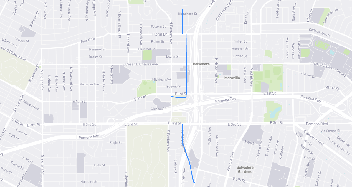 Map of Humphreys Avenue in Los Angeles County, California